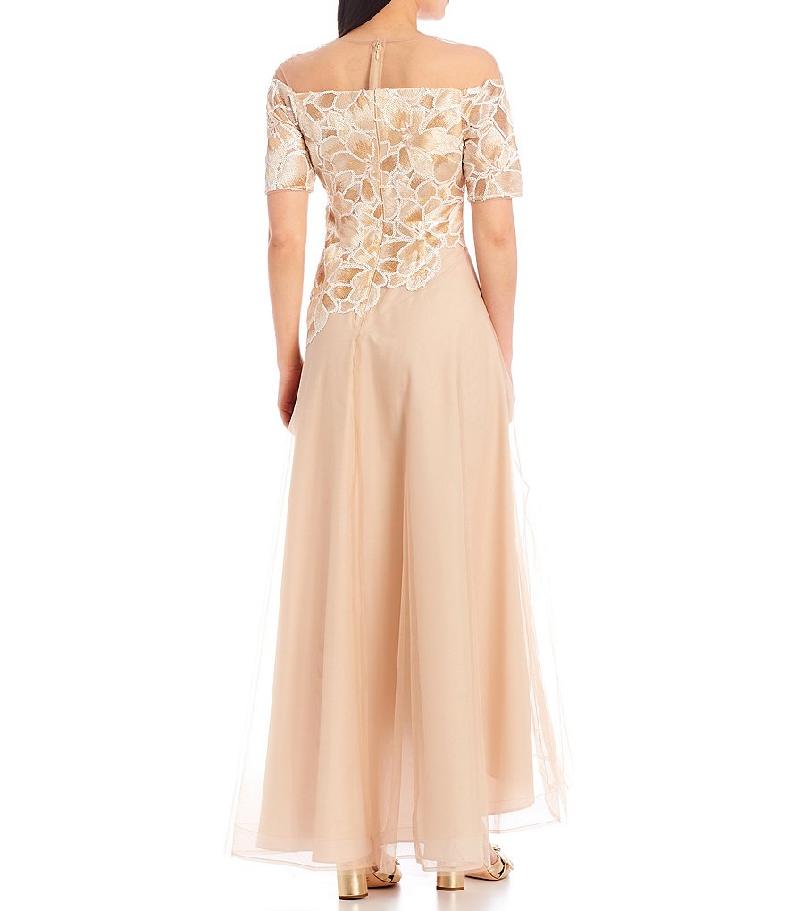 Adrianna Papell Sequin Embroidered Bodice Tulle Ball Gown