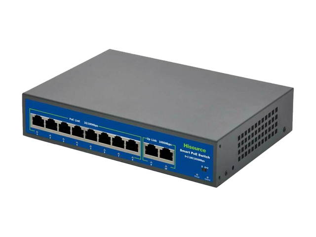 8 Port Fast Ethernet PoE Switch | 8 PoE Ports @120W, with 2 Uplink Ports | Plug & Play | Extend Mode | Priority Mode (Hi-F0820FBL-A)