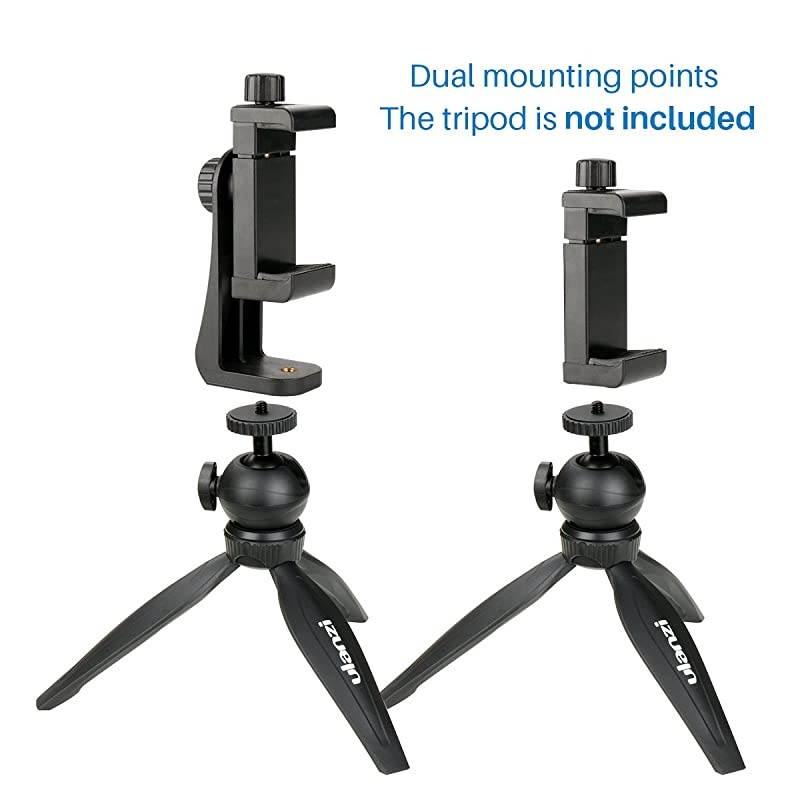 Phone Tripod Mount AdapterVertical Bracket Smartphone HolderCell Phone Clip Clipper Sidekick 360 Degree Smartphone Video Tripod Clamp Compatible for iPhone Xs X 7 Plus Samsung Android