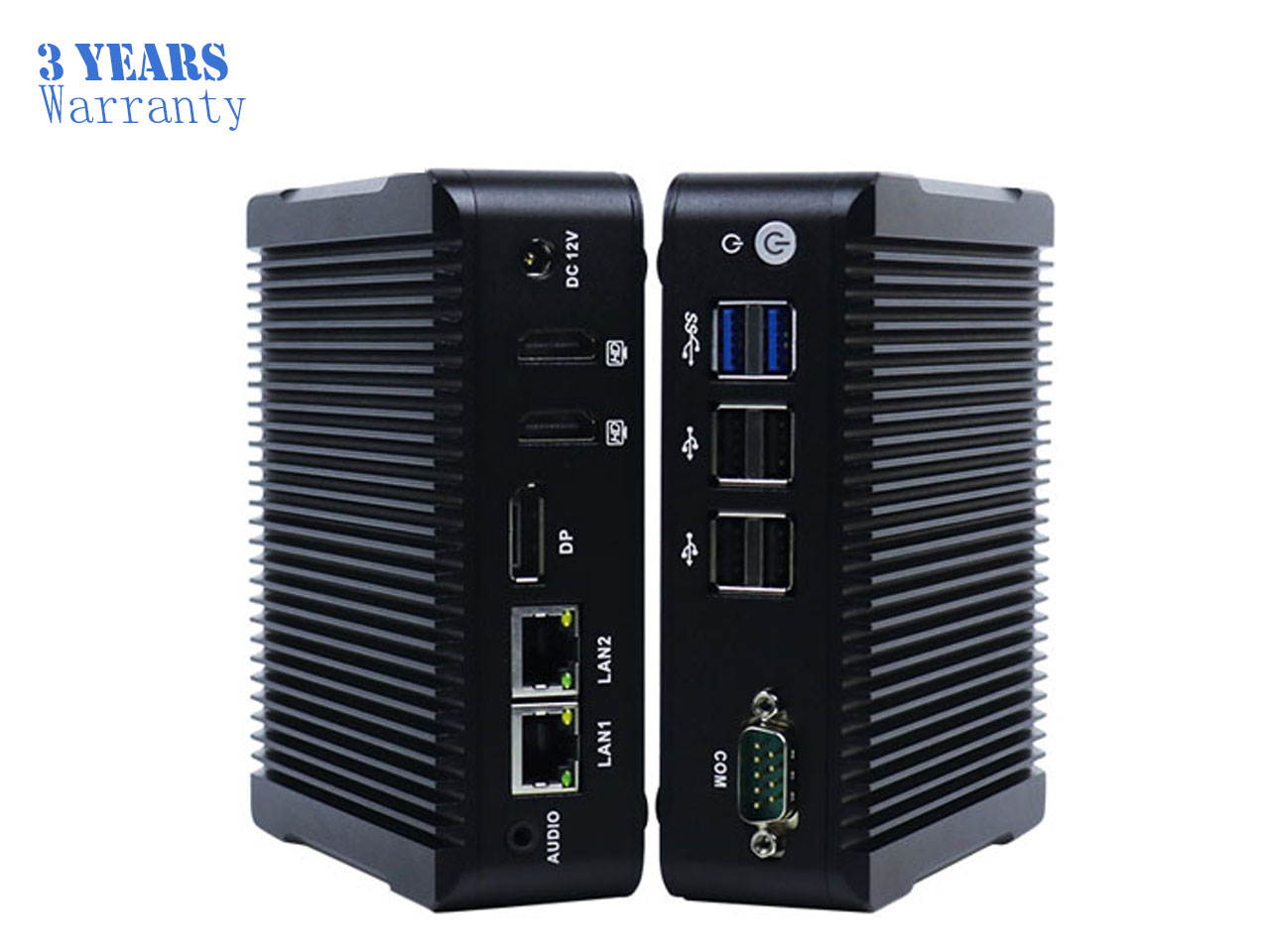 Fanless Mini PC,Intel Celeron N3160 Quad Core Dual Lan Mini Cmputer,Desktop Computer for Win 7 8 10 Linux OS with 1DP/2HDMI/2USB3.0/4USB2.0/1COM(4G RAM/32G SSD)