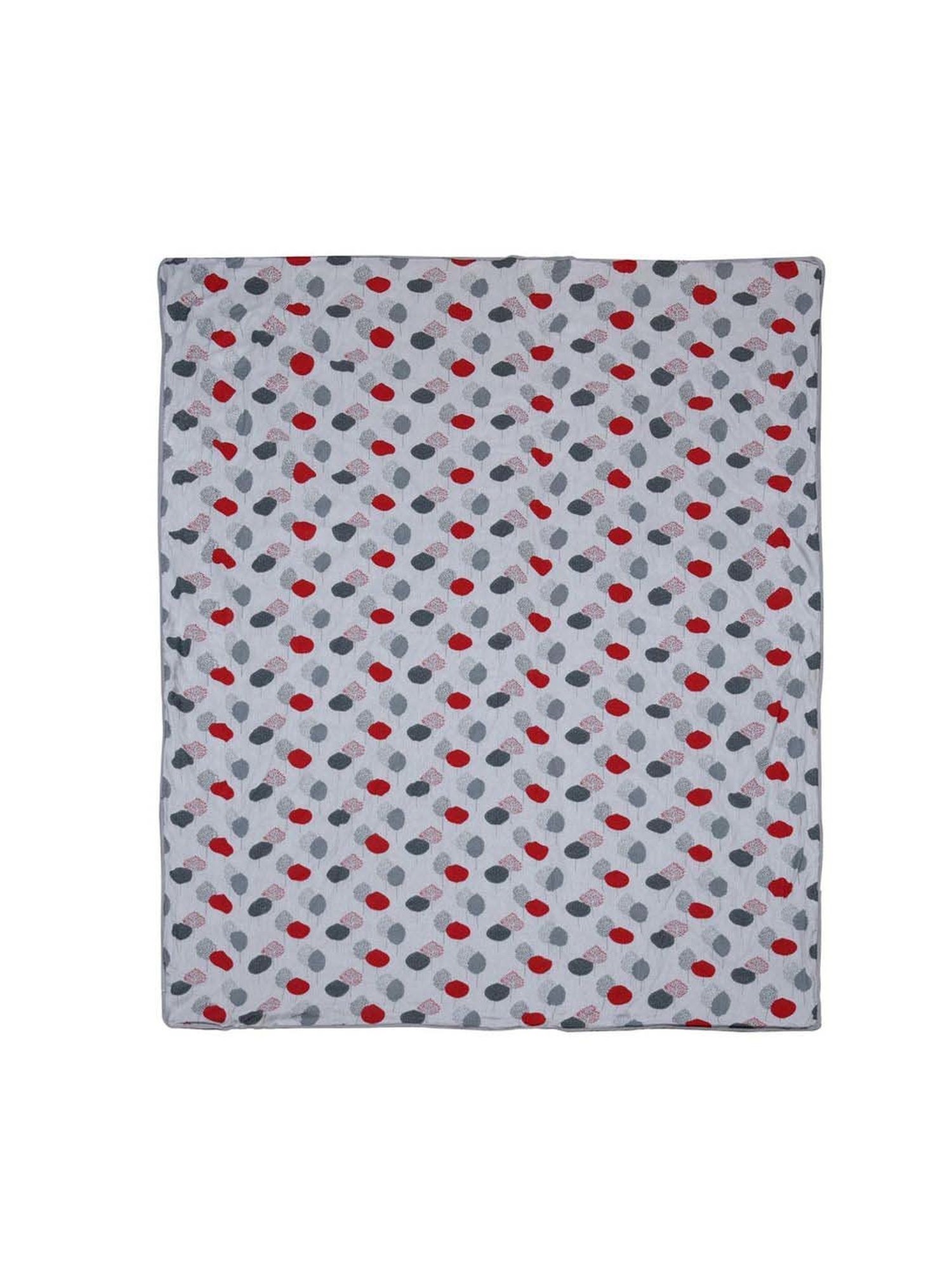 @home Grey & Red 140 TC Cotton Leaf Design Double Bed Dohar