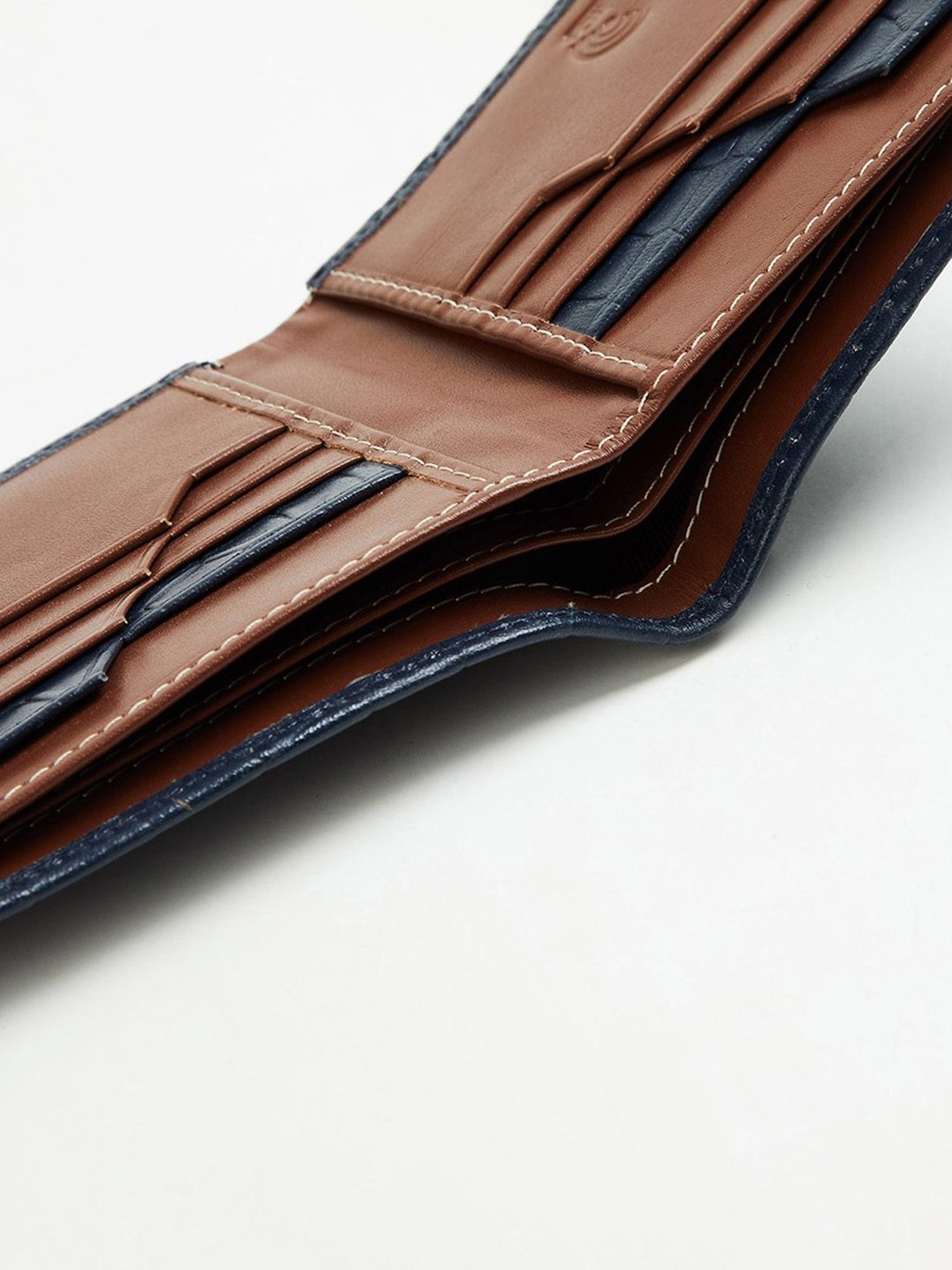 Code by Lifestyle Blue Leather Textured Bi-Fold Wallet for Men