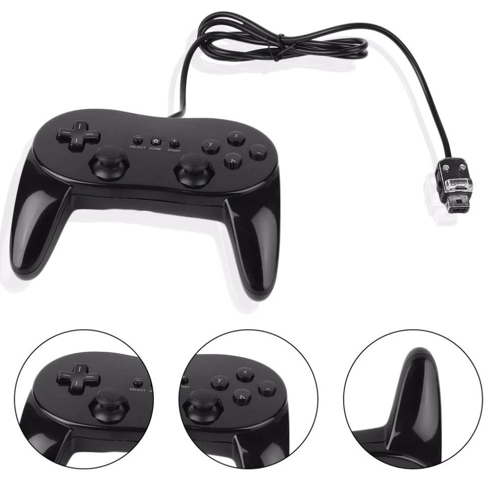 Black Classic Wired Game Controller Gaming Pro Remote Game Controller Gamepad For Nintendo Wii