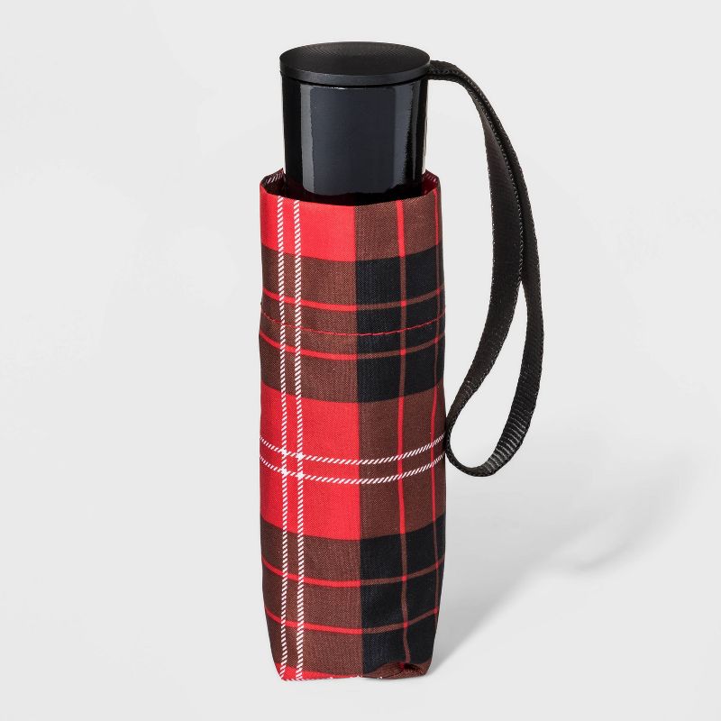 Cirra by ShedRain Women's Plaid Mini Manual Compact Umbrella - Red/Black