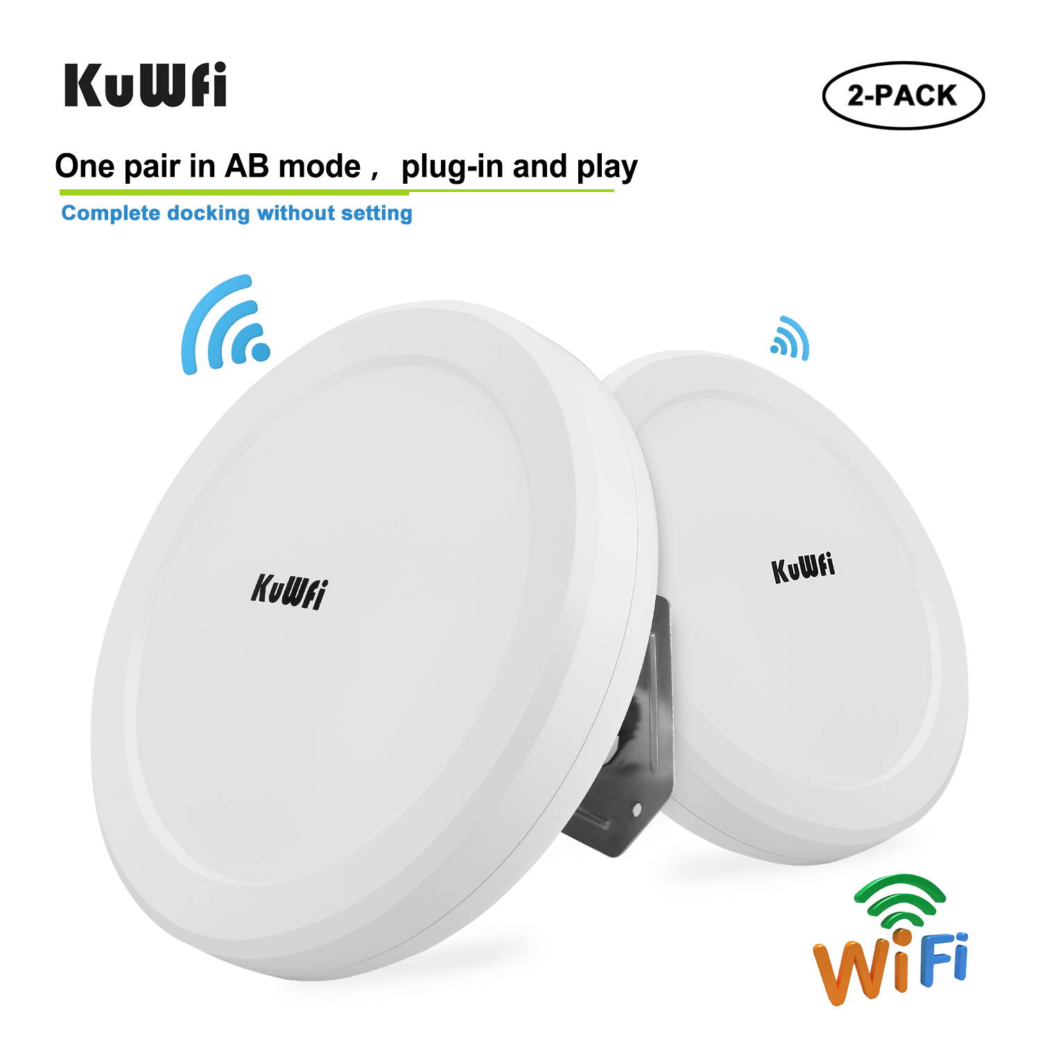 KuWFi Wireless WiFi Bridge 11ac Point-to-Point Outdoor AP/Client Bridge High Speeds 5.8G 1200M Support PoE 2-Packs