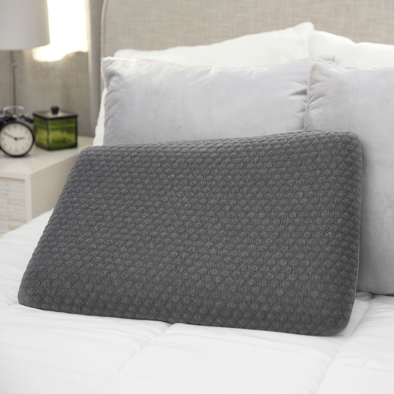 SensorPEDIC Low Profile Stomach Sleeper Bamboo Charcoal Infused Memory Foam Bed Pillow
