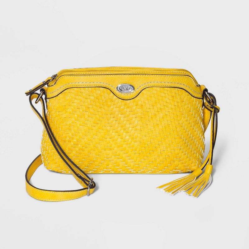 Bolo Zig Zag Woven Multi Compartment Crossbody Bag - Yellow