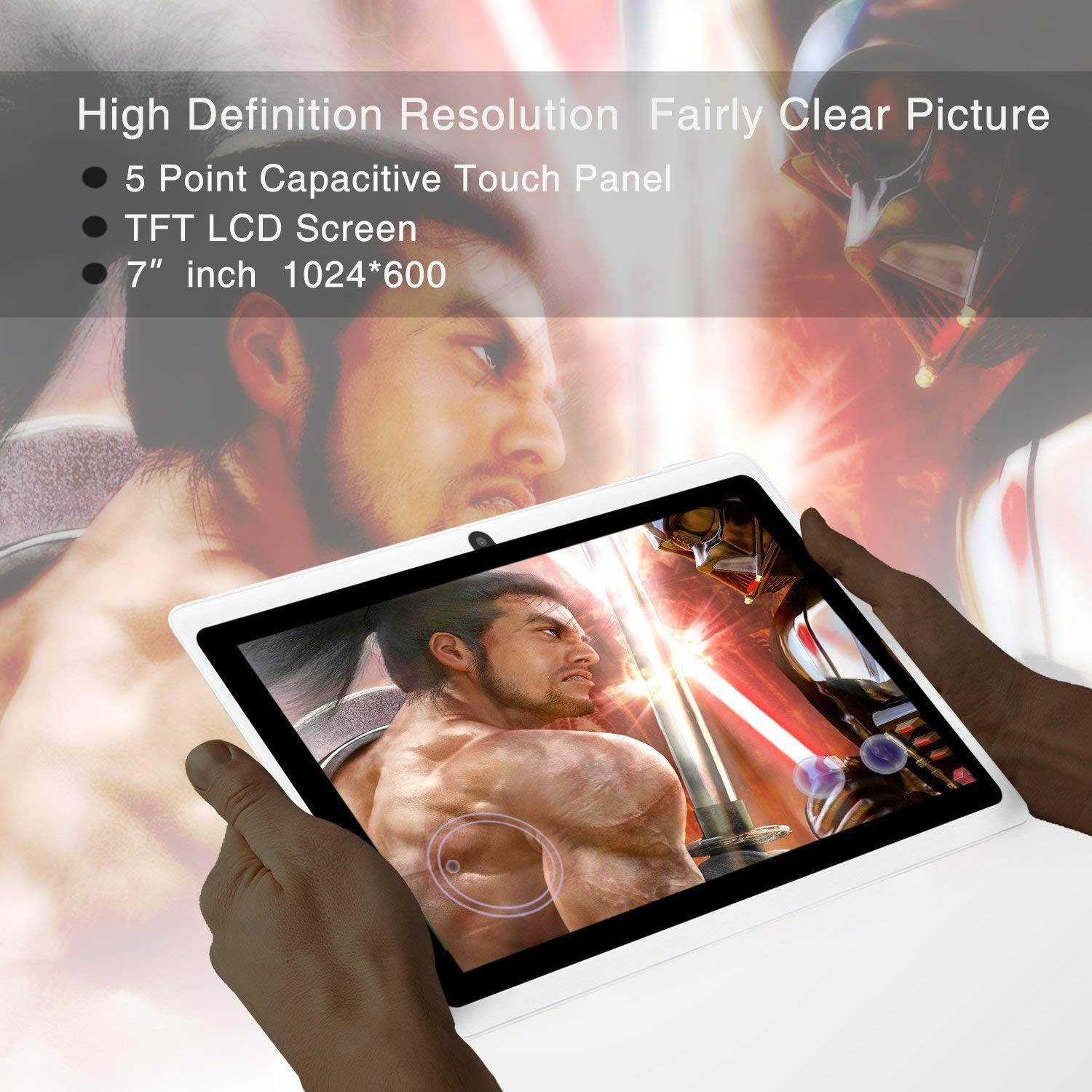 Zgeer 7 inch Tablet Google Android 4.4 Quad Core 1024x600 Dual Camera Wi-Fi Bluetooth,1GB/8GB,Play Store Netfilix Skype 3D Game Supported GMS Certified