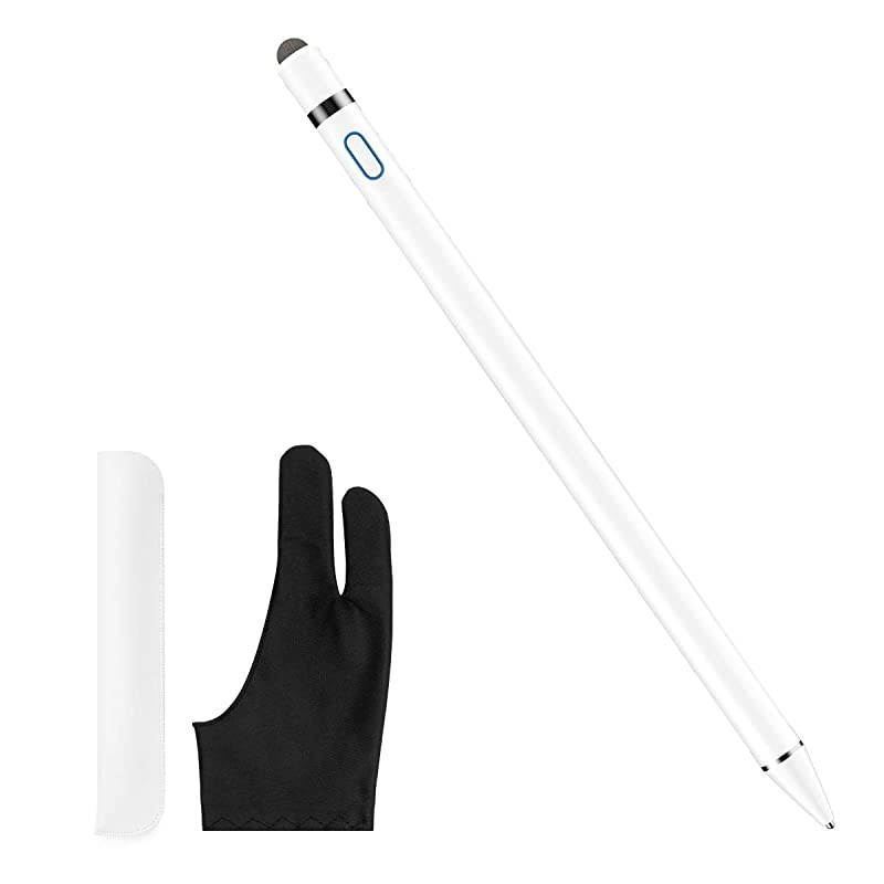 Stylus Pen for Touch Screens  Rechargeable 15 mm Fine Point Active Stylus Pen Smart Digital Pencil Compatible with iPad and Most Tablets High Precise Pencil with Glove