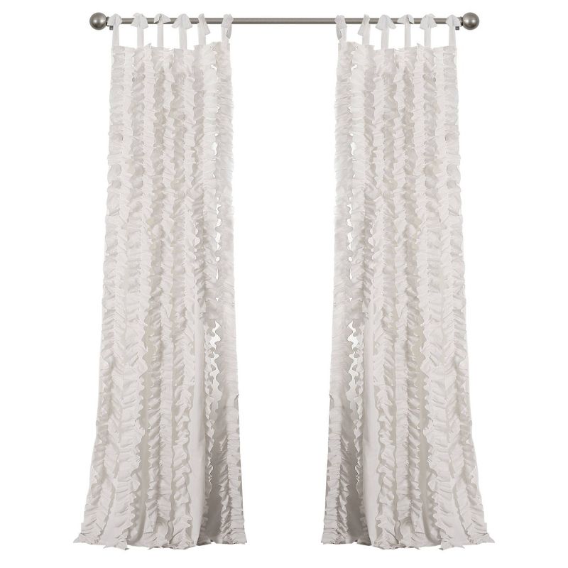 Set of 2 84"x40" Sophia Ruffle Window Curtain Panels White -Lush Décor