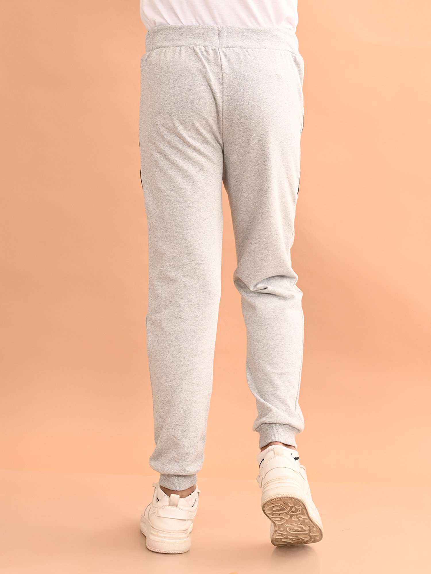 LilPicks Boys Grey Melange Textured Joggers