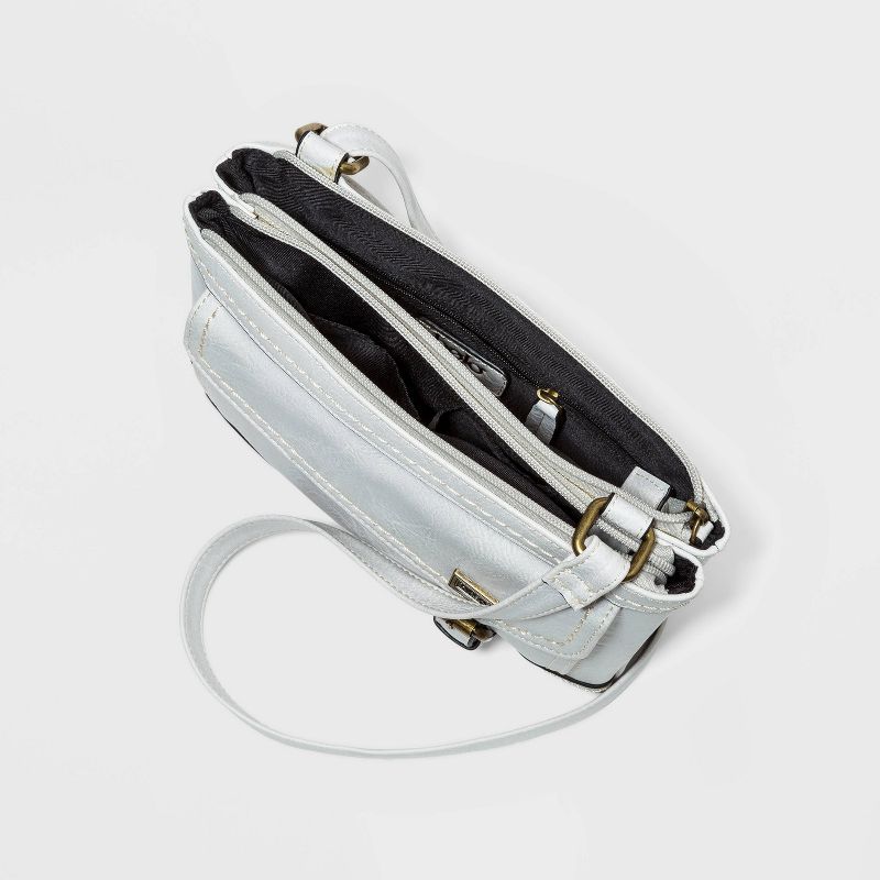 Bolo Zip Closure Crossbody Bag - Light Gray