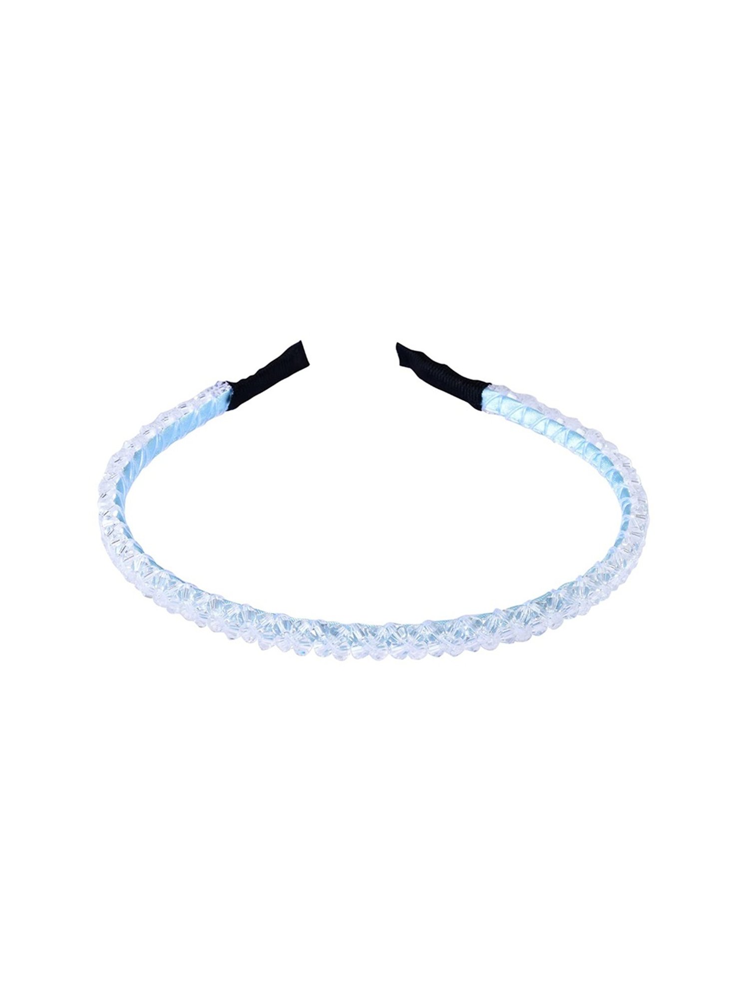 OOMPH Sea Blue Crystal Studded Party Thin Hair Band