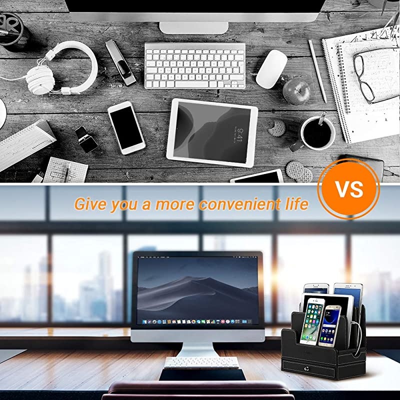 Charging Stations for RAVPower 60W 12A 6-Port Multiple Devices Double-Deck Docking Station Organizer for Anker USB Charger (Without Charger) for iPhone 12 Pro Max Cell Phones, Tablet, MacBook