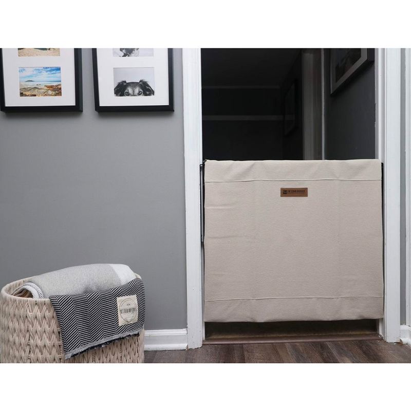 The Stair Barrier Regular Wall to Wall Single Panel Swing Gate with Fabric Slipcover Baby and Pet Safety Gate, 27 to 42.5 Inch, Crypton Pebble