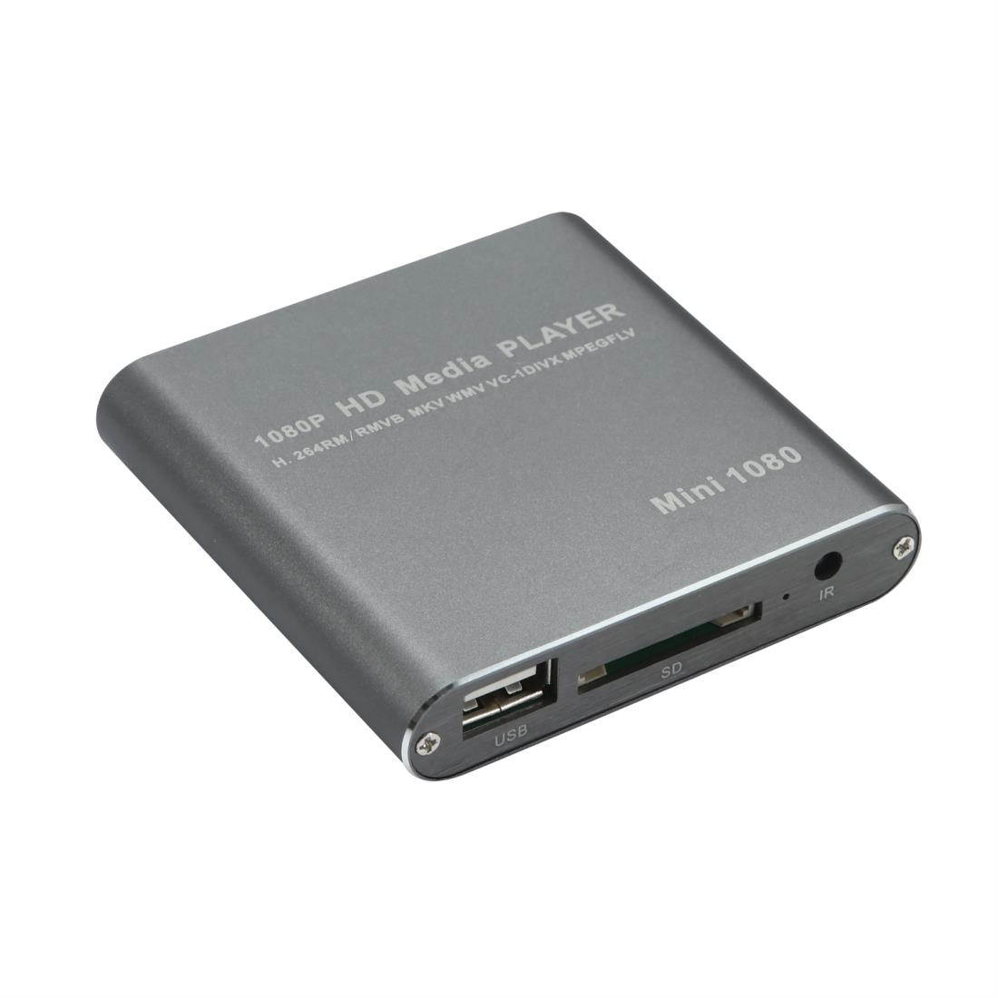 MINI 1080P Full HD Media USB HDD SD/MMC Card Player Box, UK Plug(Silver)