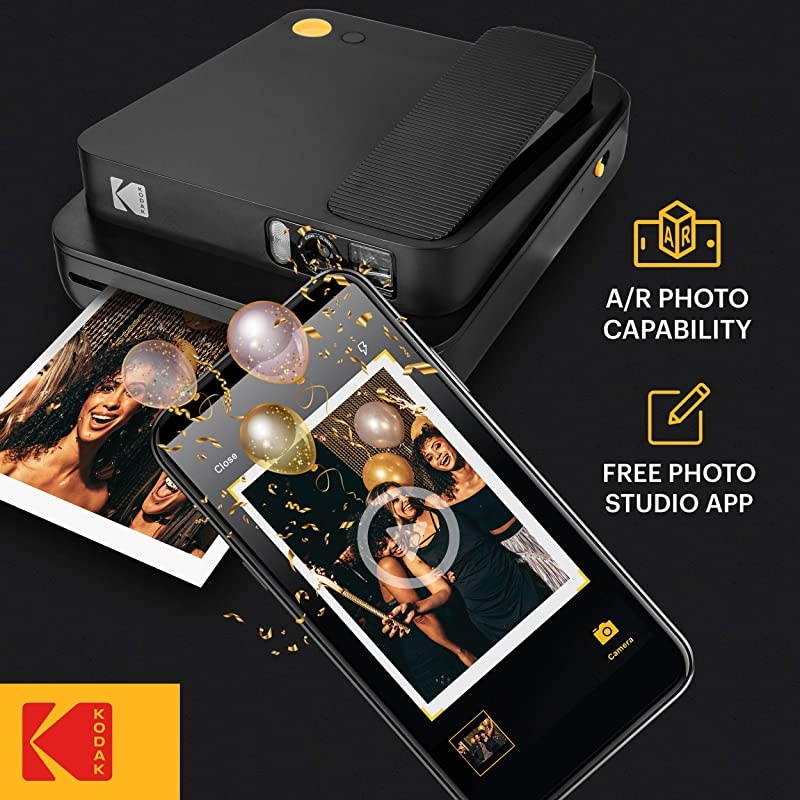 KODAK Smile Classic Digital Instant Camera for 3.5 x 4.25  Photo Paper - Bluetooth, 16MP Pictures (Black)