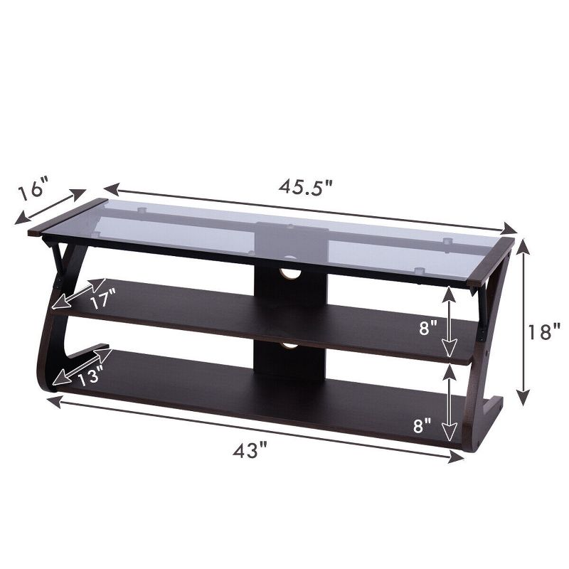 Costway 3-Tier Tempered Glass Top TV Stand Entertainment Center Media Console Furniture