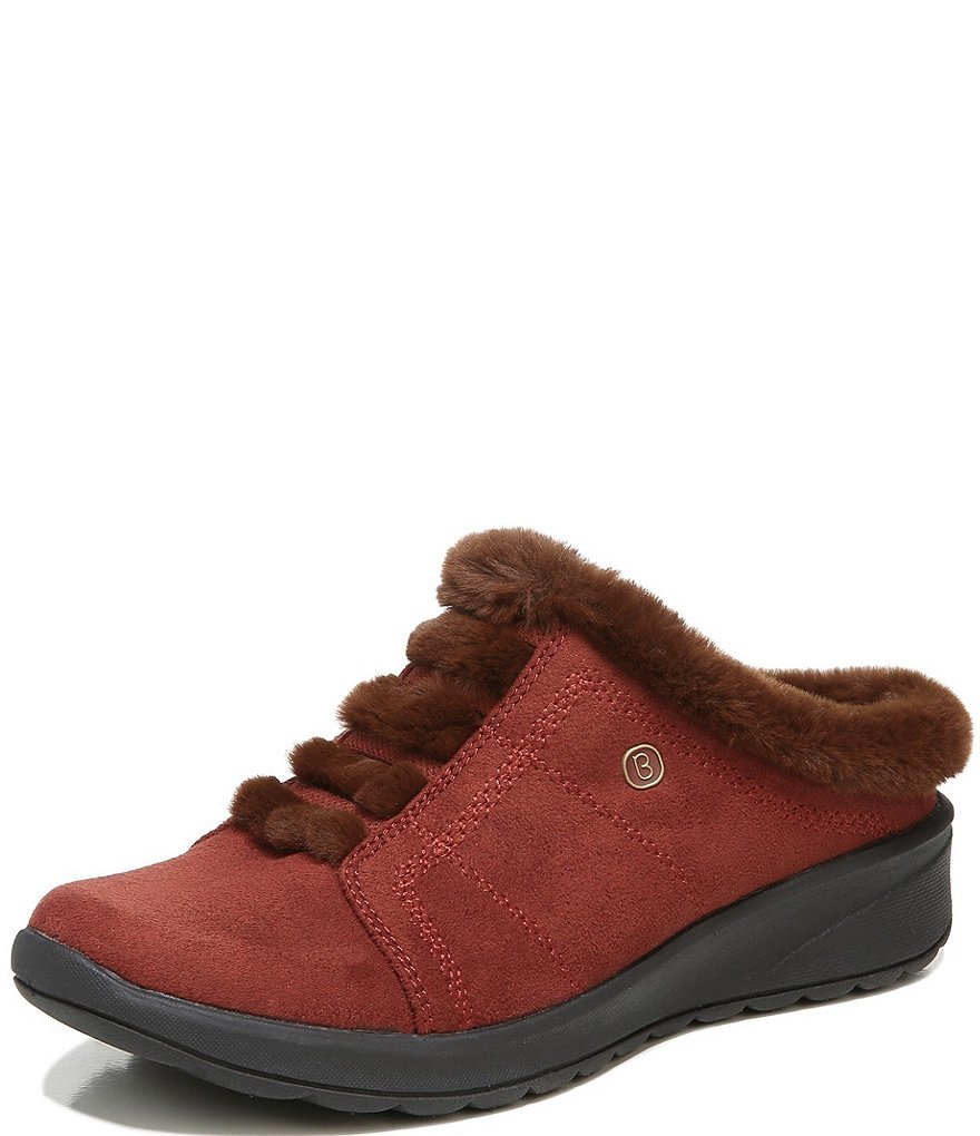 Bzees Golden Cozy Washable Slip-On Stretch Fabric Faux Fur Mules