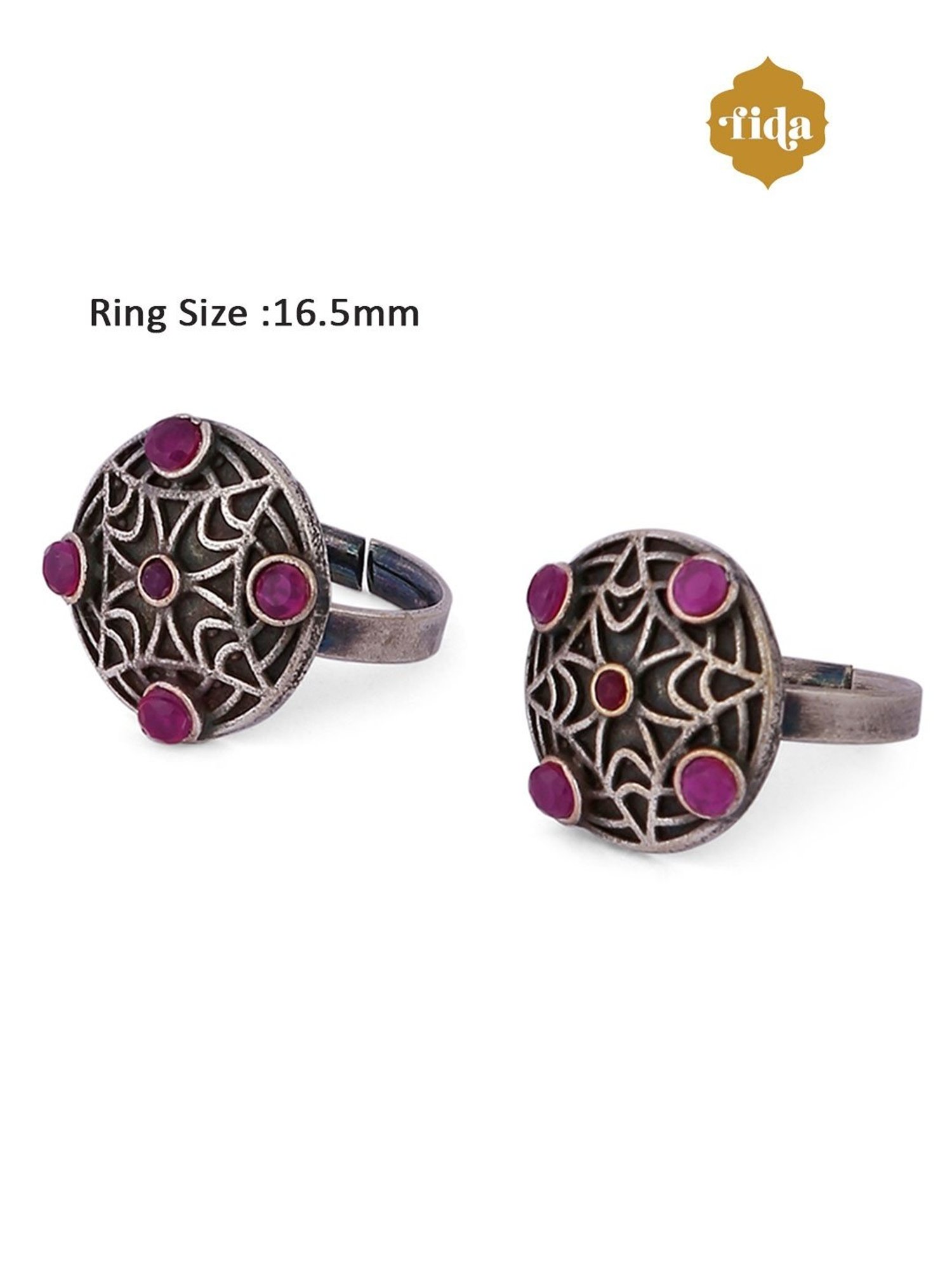 Fida Ethnic Oxidized Silver-Plated Toe Rings for Women