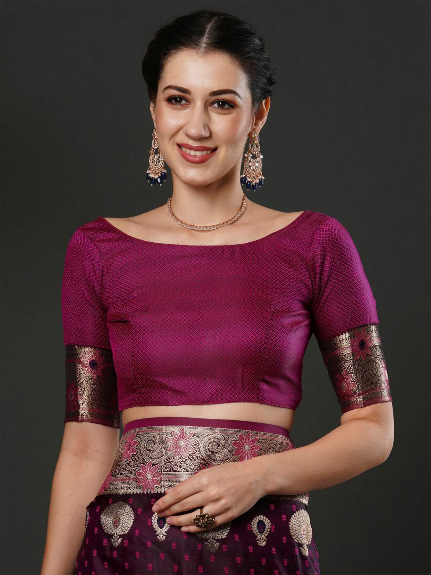 Saree Mall Purple Woven Saree With Unstitched Blouse