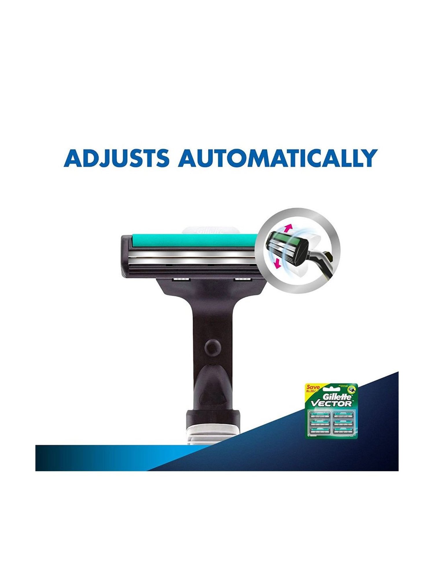 Gillette Vector Plus Manual Shaving Razor Blade Cartridges - Pack of 6