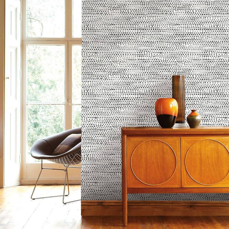 Tempaper Moire Dots Self-Adhesive Removable Wallpaper Black/White