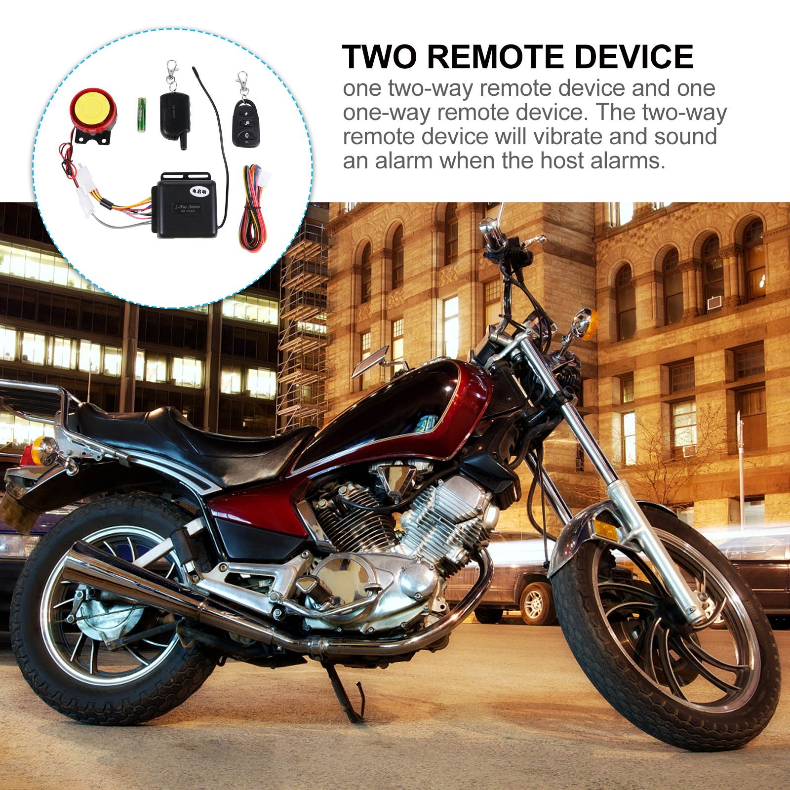 1 Set 2-Way Motorbike Alarm Device Anti-theft Security Tool Kit for Motorbike