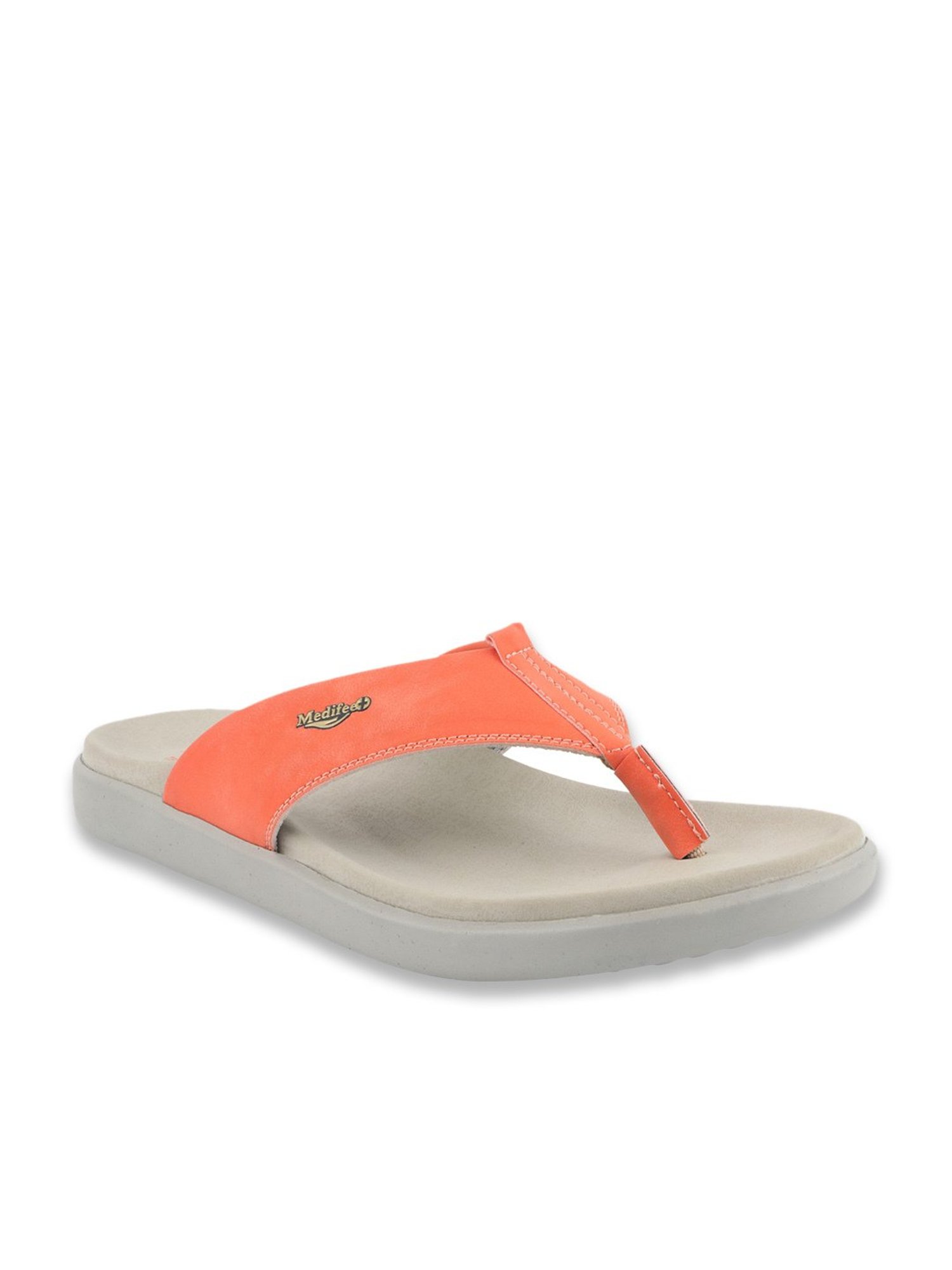 MediFeet Men's Orange Flip Flops