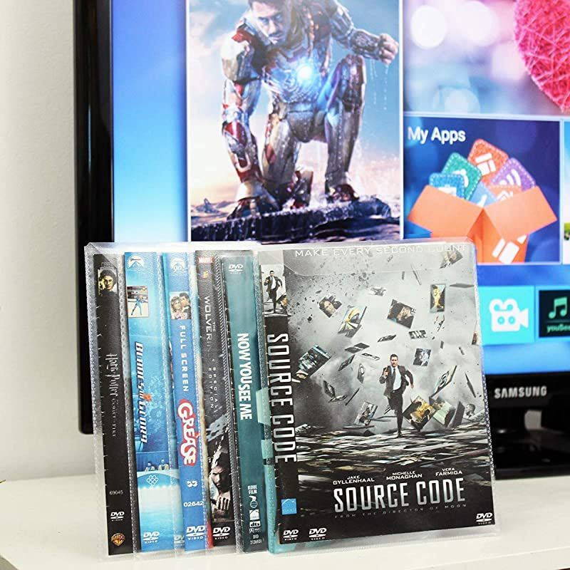DVD Protective Sleeve with Closing Flap for DVD Storage Space for DVD and DVD Cover 100Pack 10281
