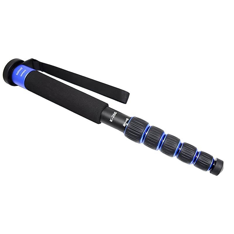 6-Section Monopod Compact Portable Photography Aluminum Alloy Unipod Stick, Max. Load 10kg / 22lbs, Folding Size is only 15-inch (K-266 Blue)