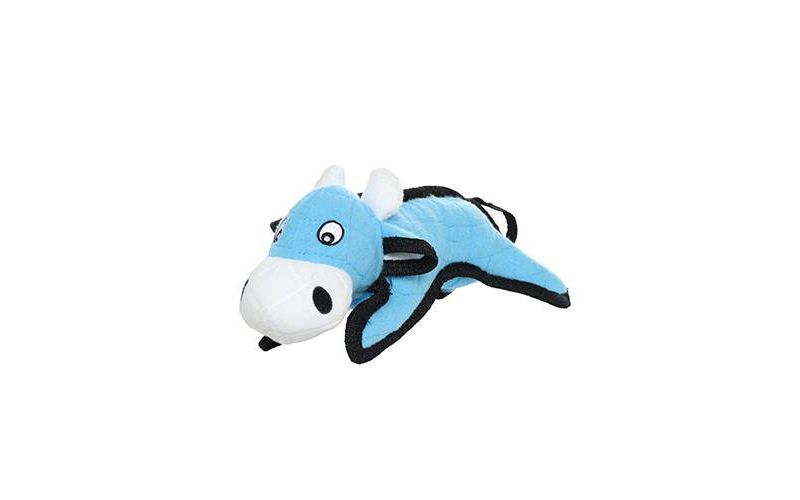 Tuffy Junior Barn Yard Cow Dog Toy - Blue