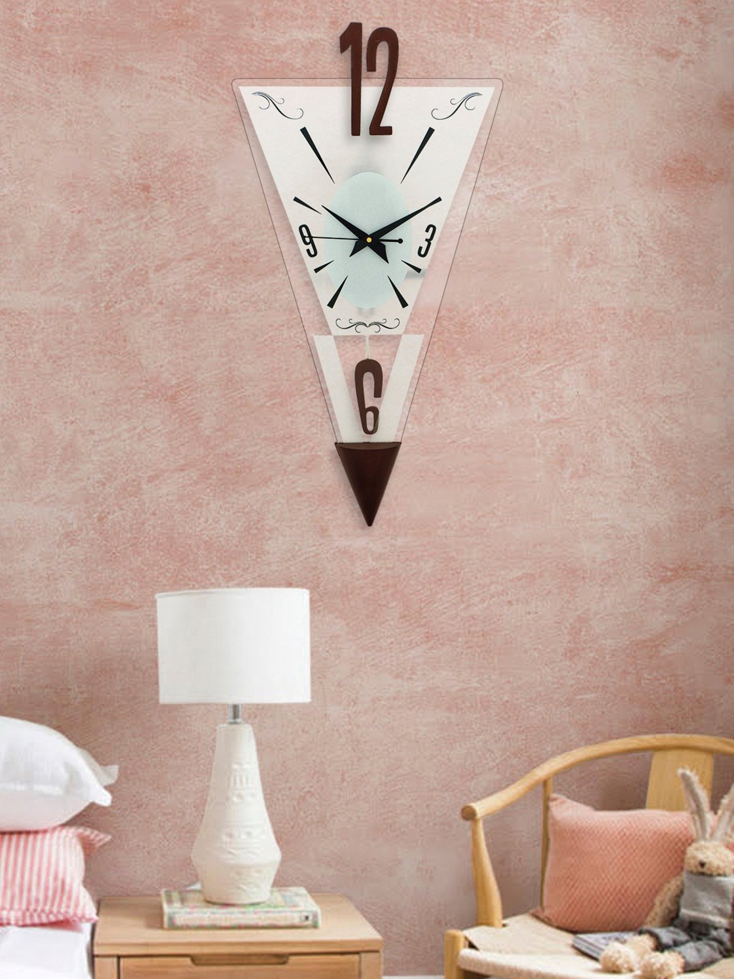 CHRONIKLE Elegant White & Brown Wood Wall Clock