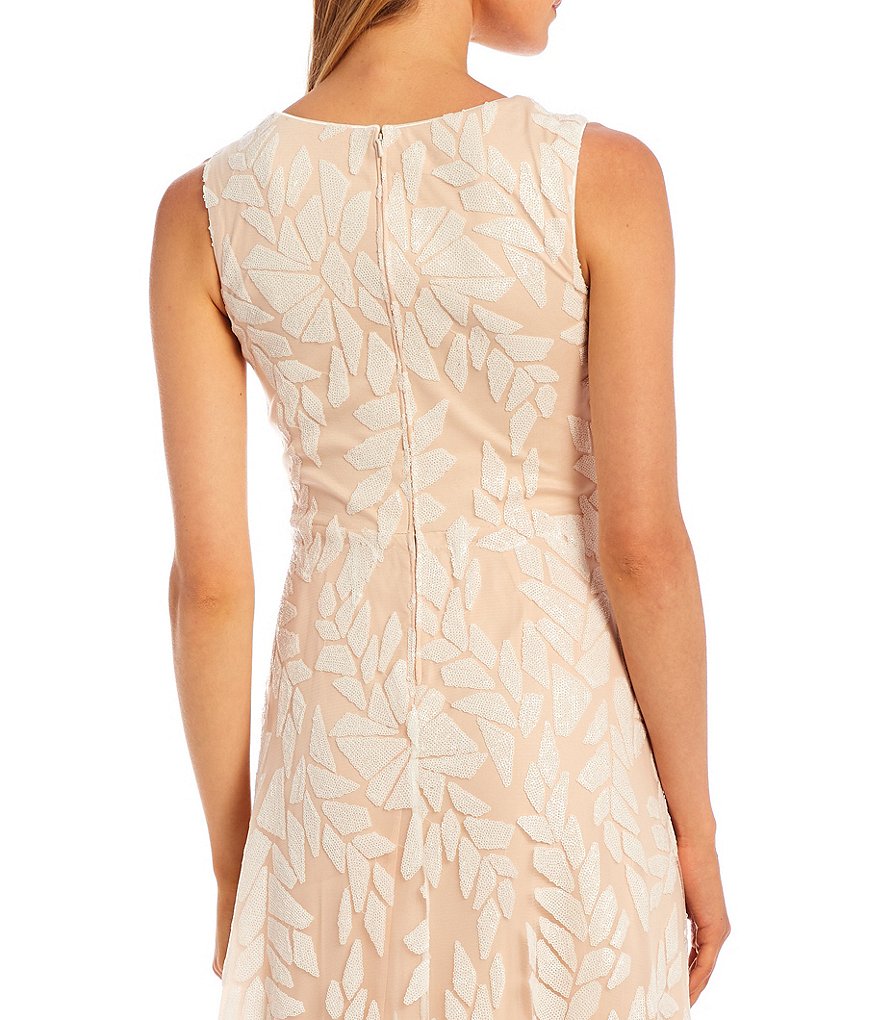 Tadashi Shoji Sequin Lace V-Neck Sleeveless Ball Gown