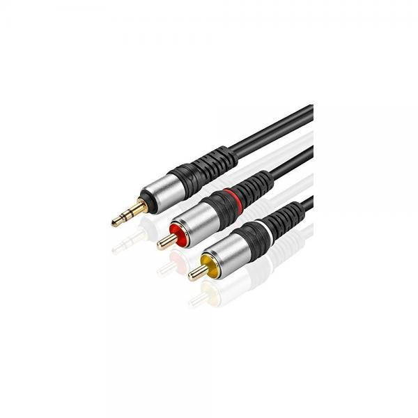 TNP Gold Plated 3.5mm to RCA Audio Cable (50 Feet) Bi-Directional Male to Male Converter AUX Auxiliary Headphone Jack Plug Y Adapter Splitter to Left / Right Stereo 2RCA Connector Wire Cord