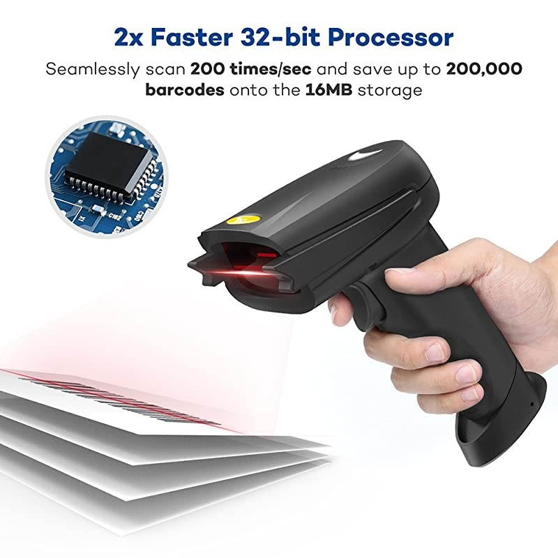 Barcode Scanner  2in1 Bluetooth Barcode Scanner Wireless and Wired Portable Bar Code Scanner USB Barcode Reader for Computer iPhone iPad and Other Android Smartphone Tablet