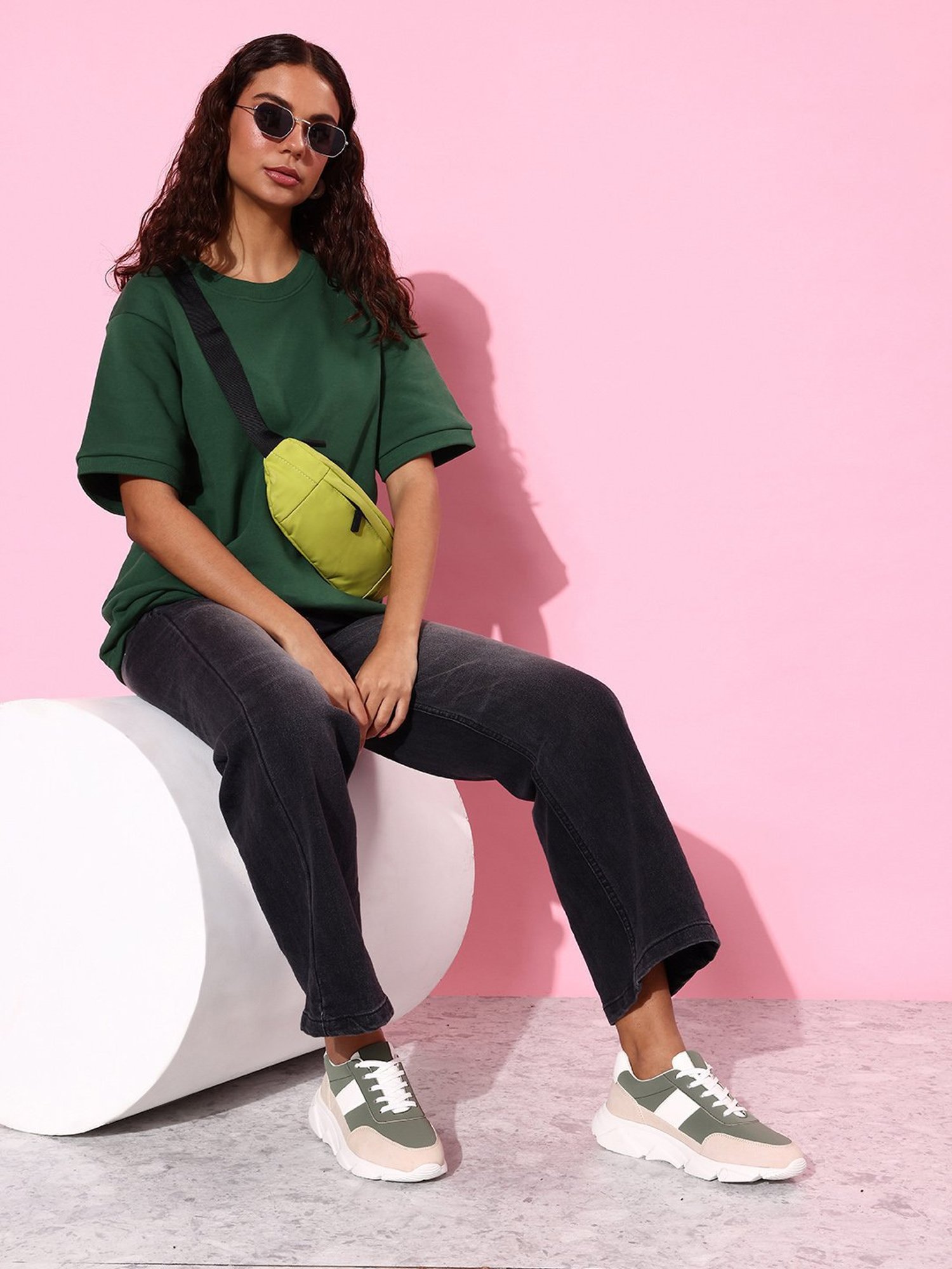 Dillinger Dark Green Fleece Relaxed Fit Oversized Sweatshirt