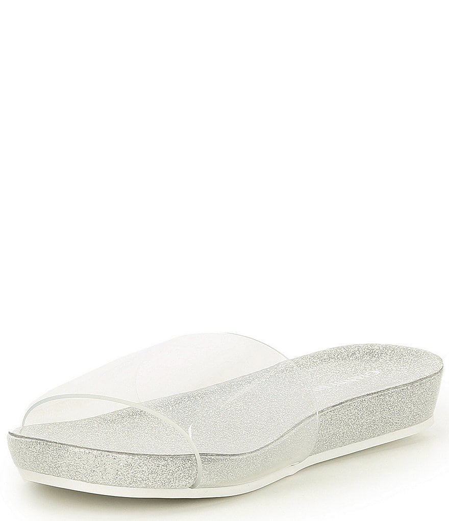 Gianni Bini Summatime Clear Vinyl Banded Wedge Pool Slides