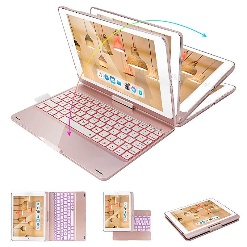 ipad Keyboard Case 97 for iPad 2018 6th Gen Compatible for iPad 5th Generation iPad Pro 97 iPad Air 2 iPad Air 360 Rotation Wireless BT Keyboard with Auto WakeSleepRose Gold
