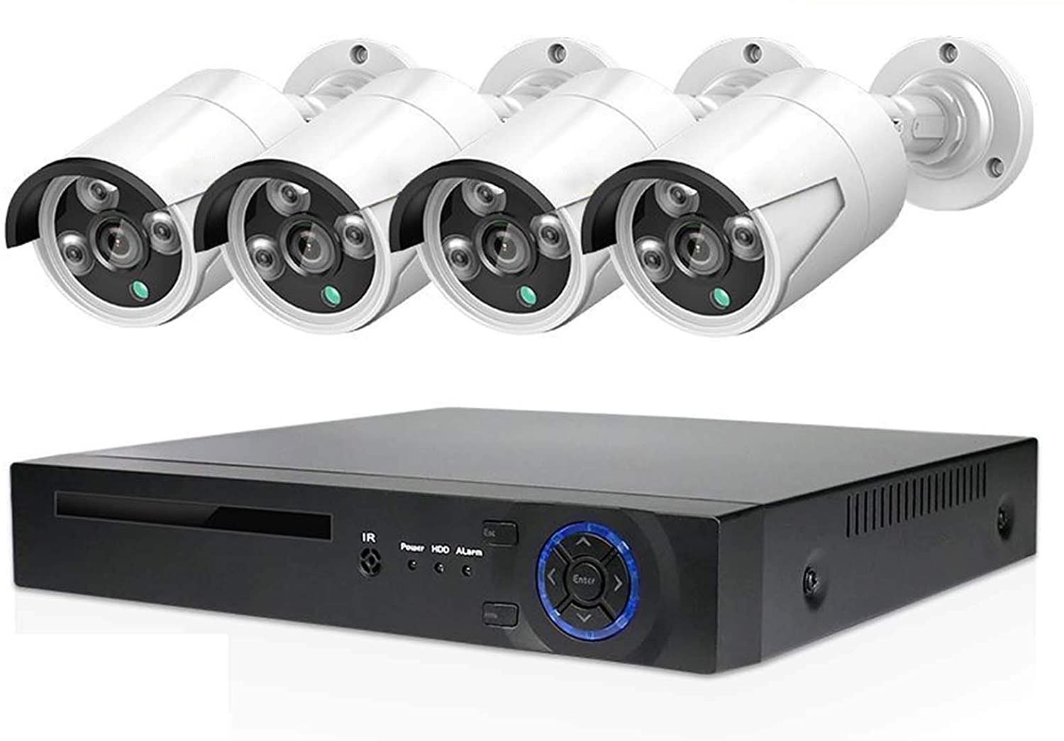 HYF 1080p Wireless Security Camera System, 8 Channel Nvr 4outdoor WiFi Surveillance Camera with Night Vision Function, Waterproof Motion Alarm, Remote Access (Color : White)