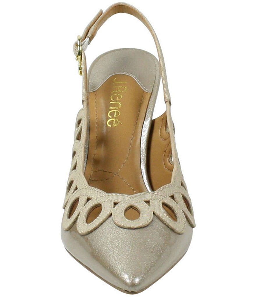J. Renee Reghina Patent Cut-Out Detail Slingback Pumps