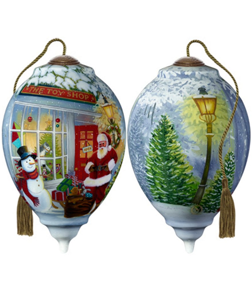 Ne' Qwa Art Santa's Toy Shop Hand Painted Glass Finial Ornament