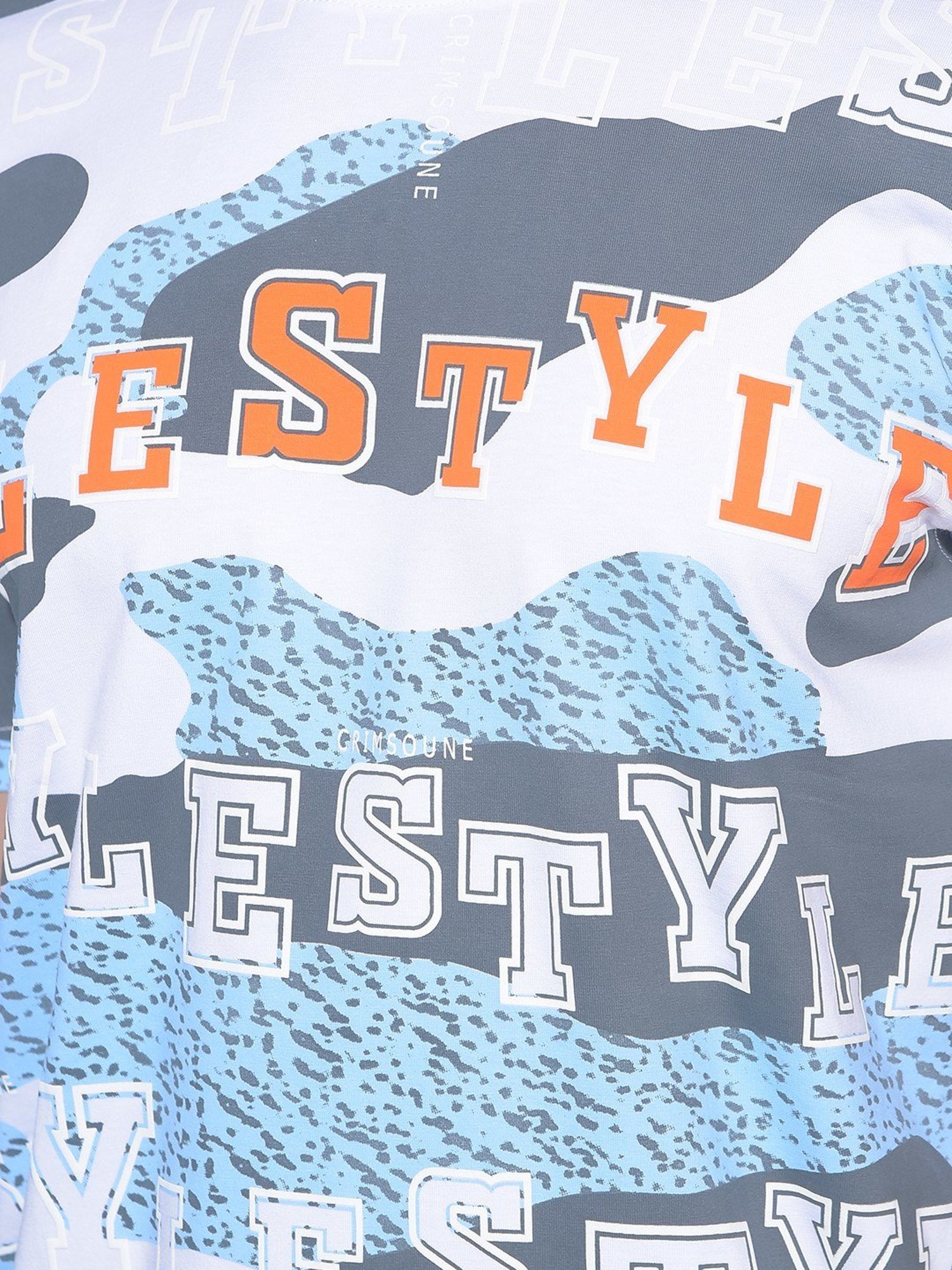 Crimsoune Club White Cotton Slim Fit Printed T-Shirt