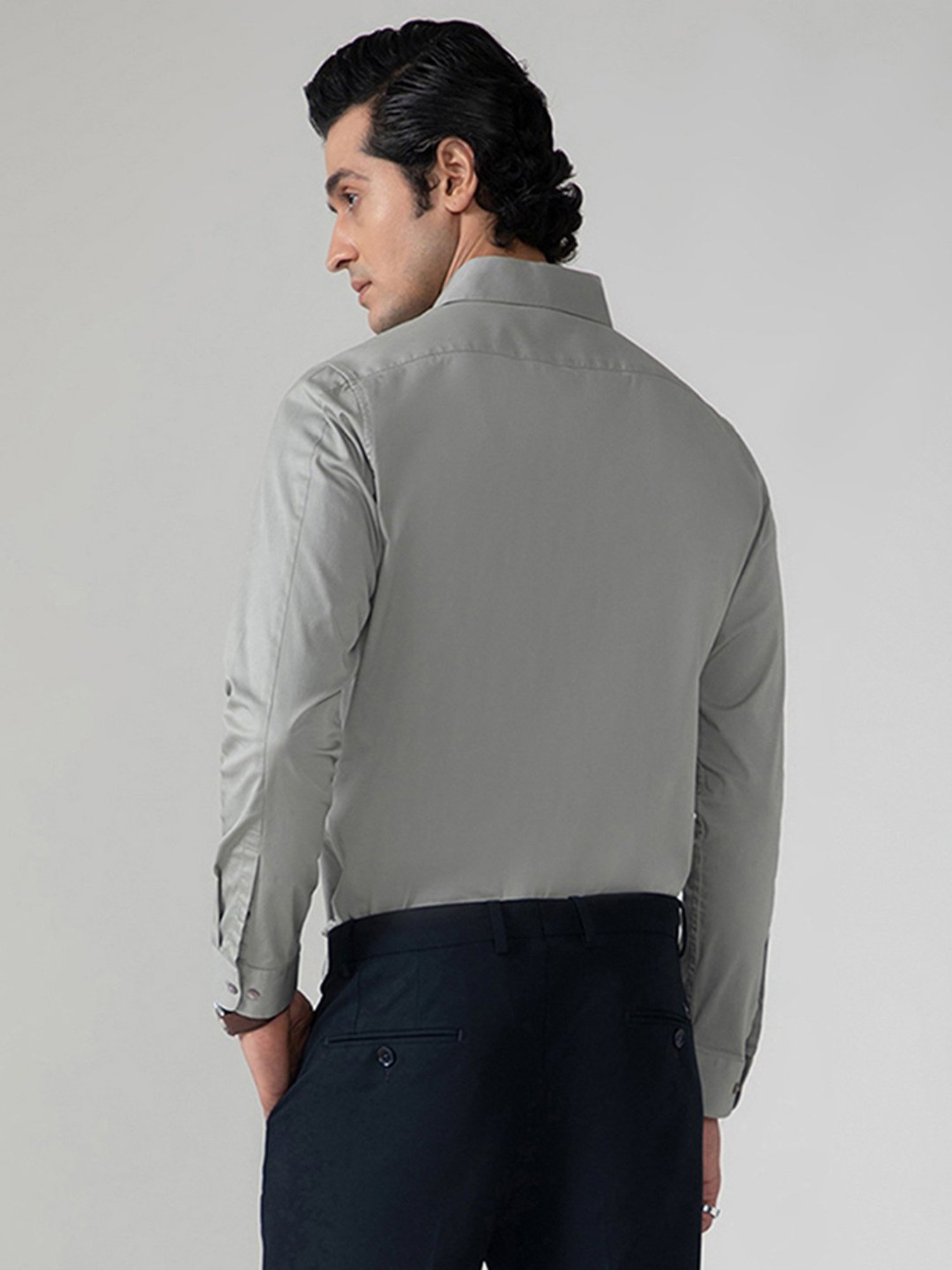 SUBTRACT Ash Grey Slim Fit Shirt