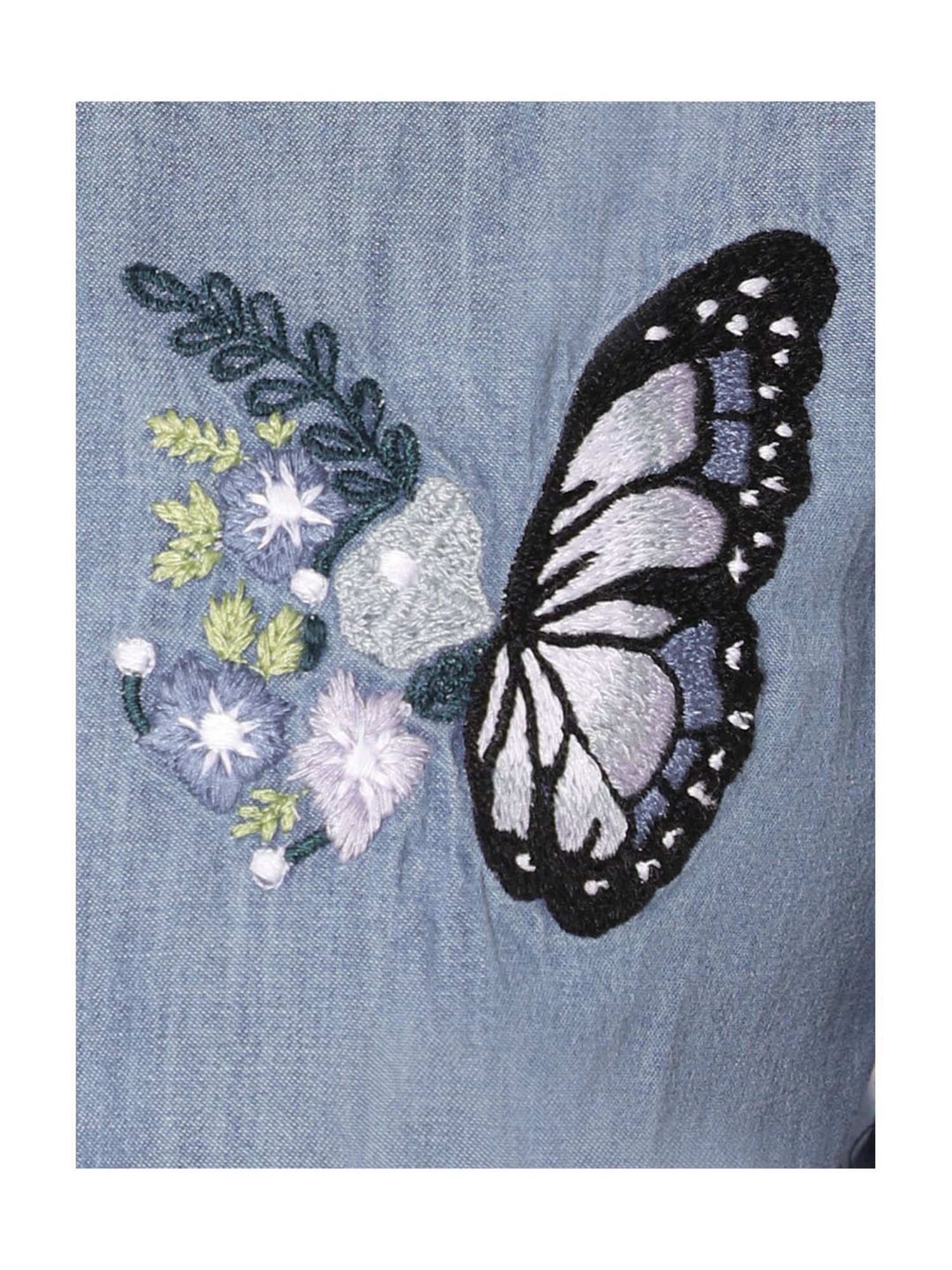 TeenTrums Girls Blue Embroidered Top