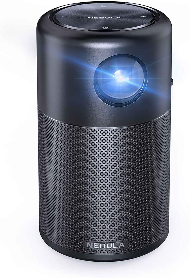 Nebula Capsule, by Anker, Smart Portable Wi-Fi Mini Projector, 100 ANSI lm Pocket Cinema, DLP, 360&deg; Speaker, 100" Picture, 4-Hour Video Playtime, and App-Watch Anywhere