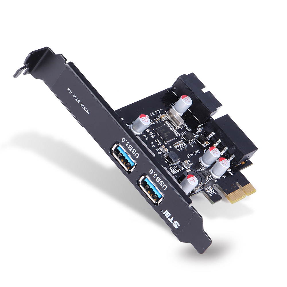 STW 2 Port USB 3.0 to Pci-e PCI Express Card Adapter Converter Motherboard 20 Pin Connector
