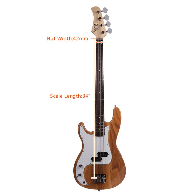 New Glarry School Band Left Handed 4 Strings Electric Bass Guitar Natural Color