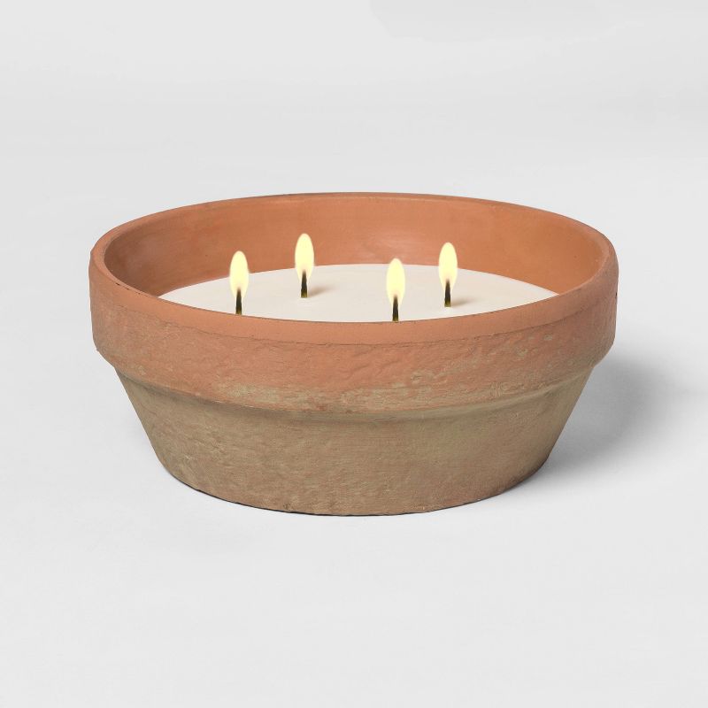 25oz Citronella 4-Wick Candle in Terracotta Pot Sea Salt - Smith & Hawken™