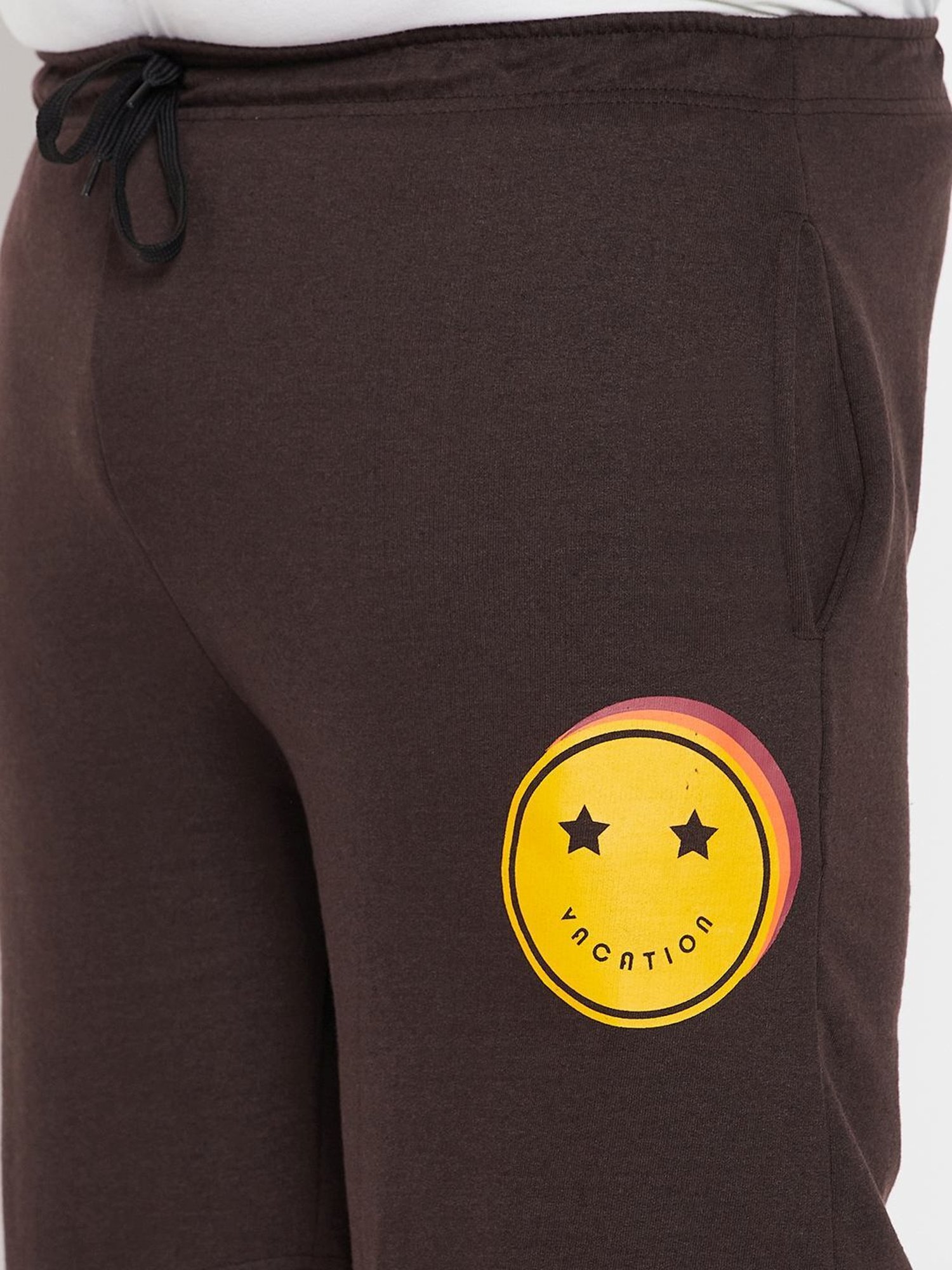 Bigbanana Dark Brown Regular Fit Printed Shorts